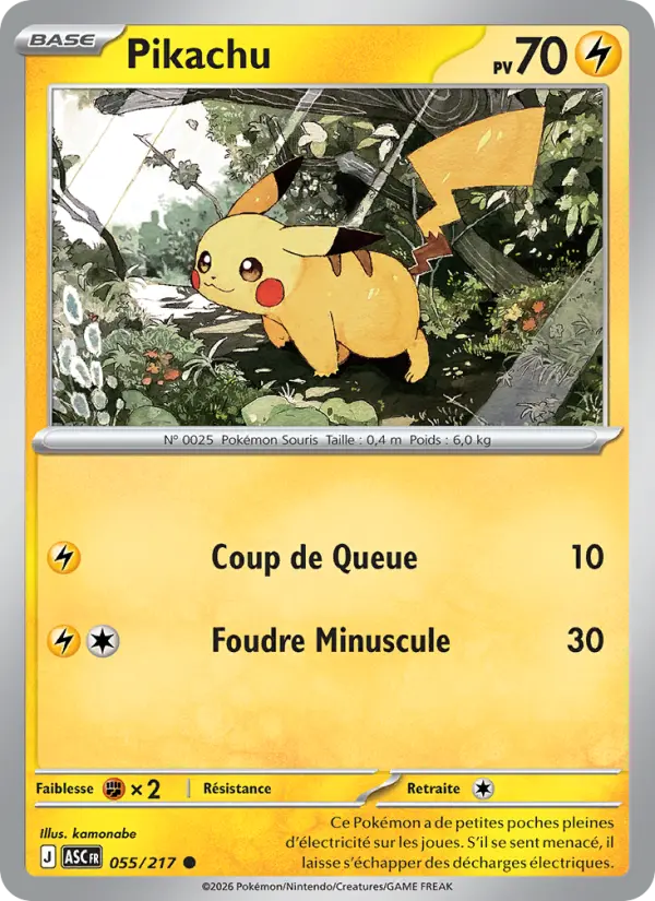 Pikachu — carte 055 de l’extension Héros Transcendants