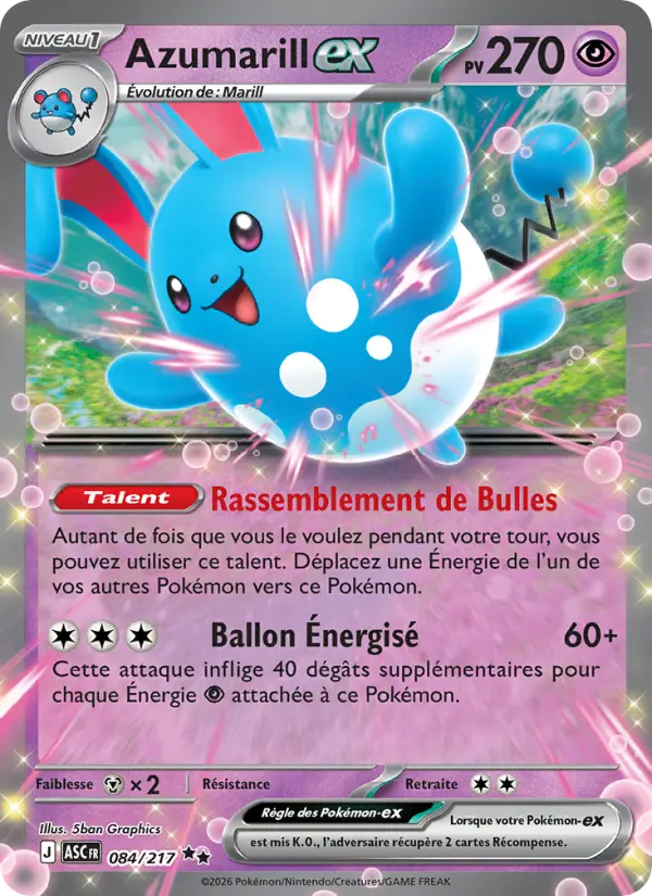 Azumarill-ex — carte 084 de l’extension Héros Transcendants