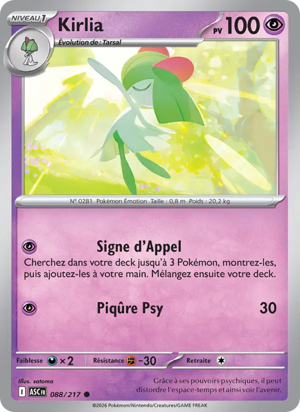 Kirlia — carte 088 de l’extension Héros Transcendants