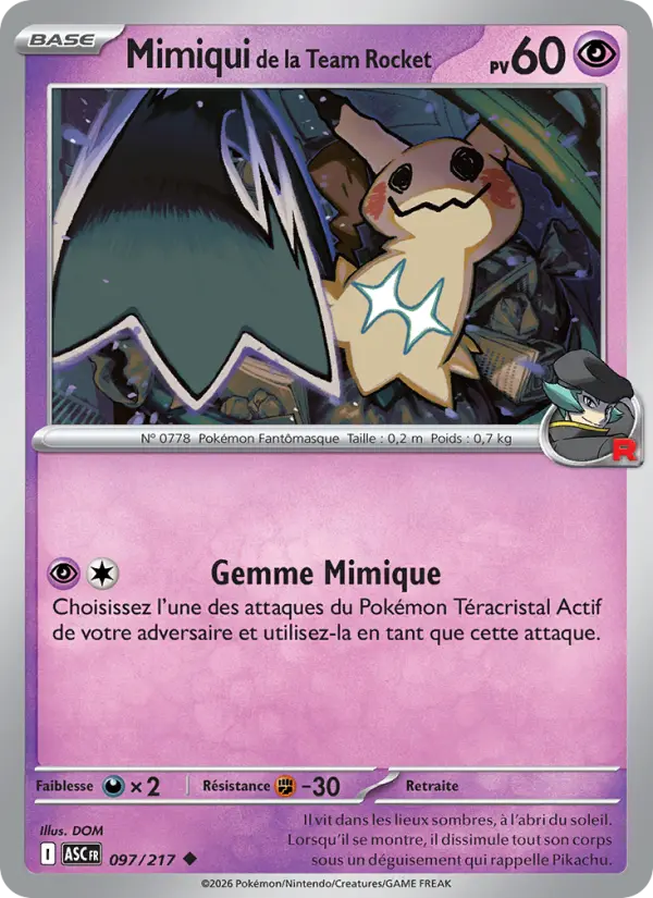 Mimiqui de la Team Rocket — carte 097 de l’extension Héros Transcendants