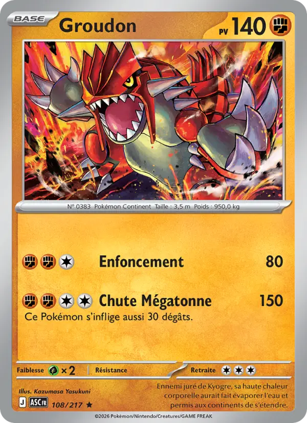 Groudon — carte 108 de l’extension Héros Transcendants