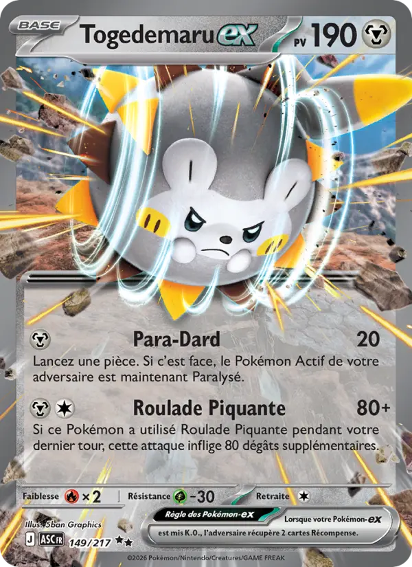 Togedemaru-ex — carte 149 de l’extension Héros Transcendants