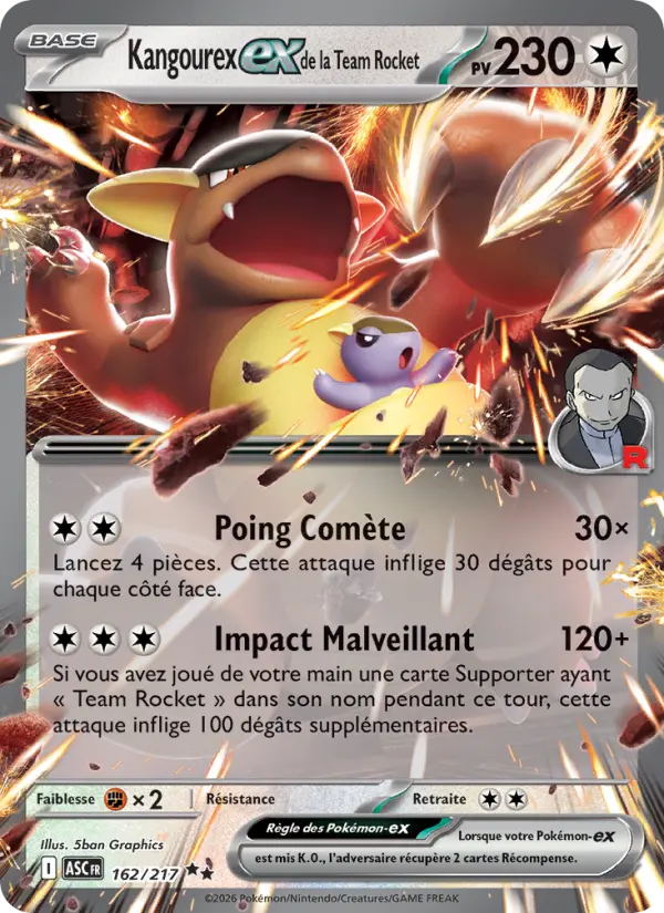 Kangourex-ex de la Team Rocket — carte 162 de l’extension Héros Transcendants