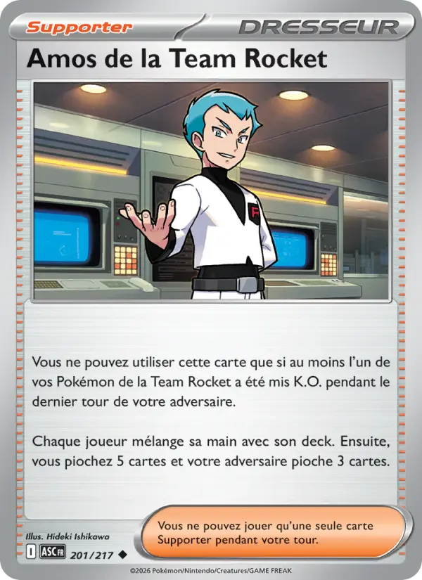 Amos de la Team Rocket — carte 201 de l’extension Héros Transcendants