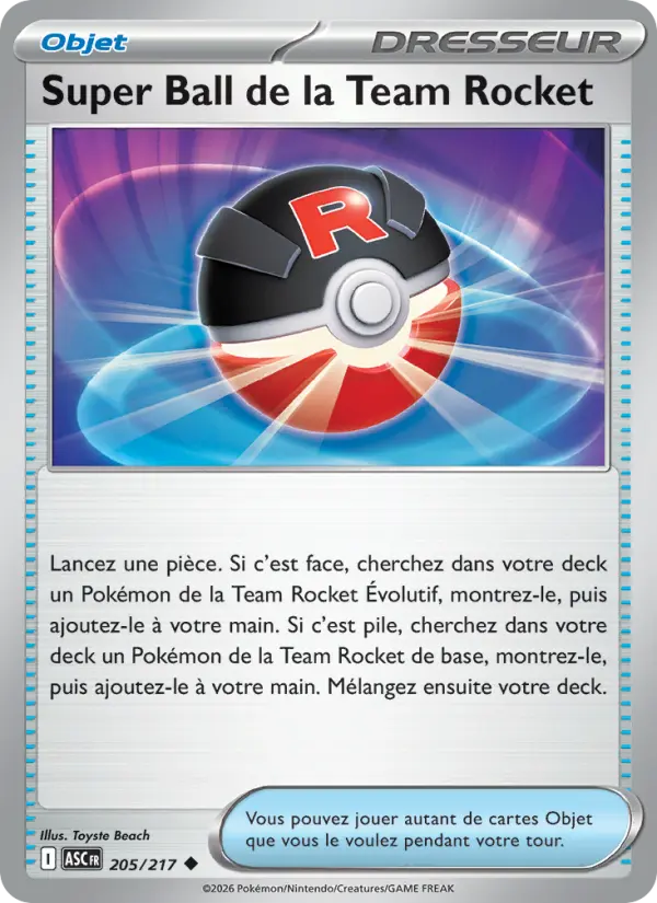 Super Ball de la Team Rocket — carte 205 de l’extension Héros Transcendants