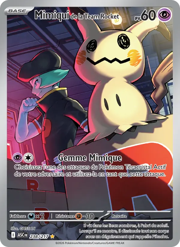 Mimiqui de la Team Rocket — carte 238 de l’extension Héros Transcendants