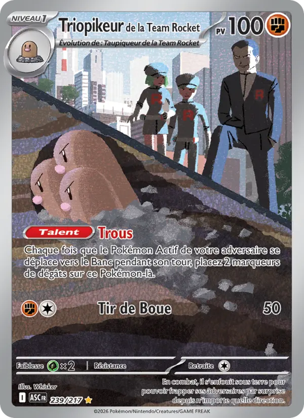 Triopikeur de la Team Rocket — carte 239 de l’extension Héros Transcendants