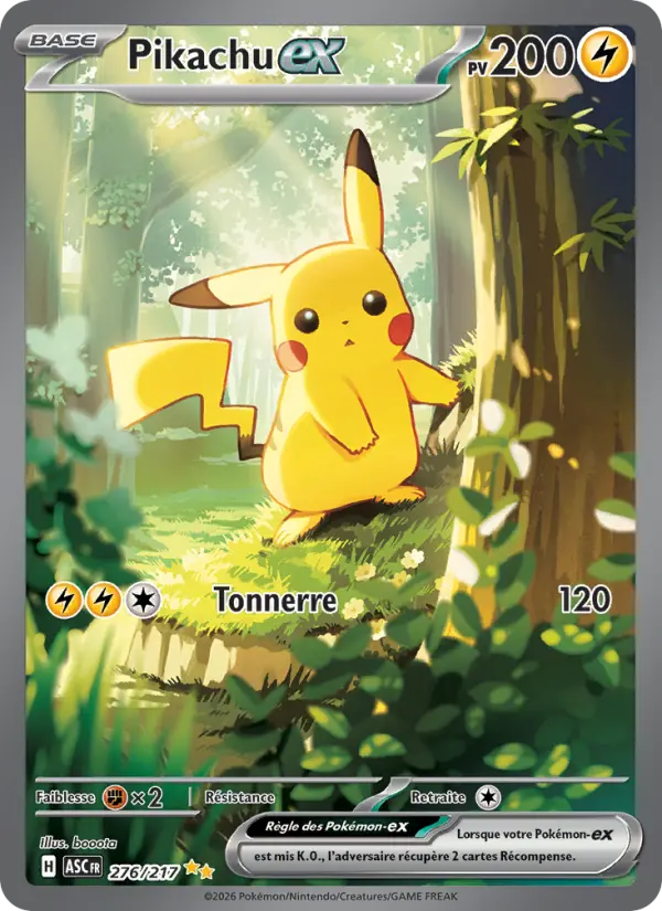 Pikachu-ex — carte 276 de l’extension Héros Transcendants