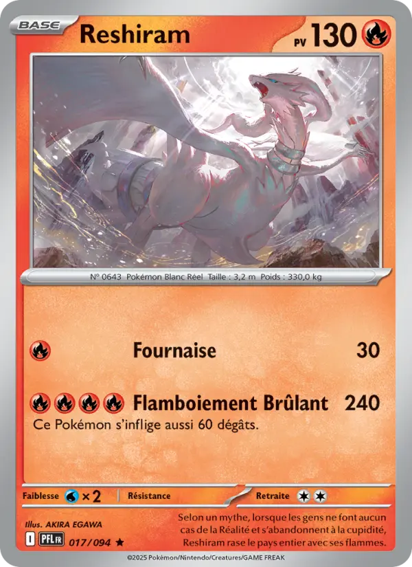 Reshiram — carte 017 de l’extension Flammes Fantasmagoriques