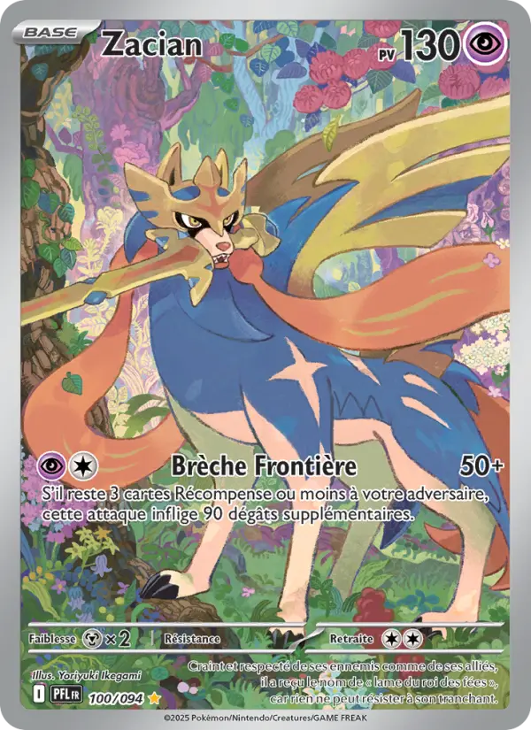 Zacian — carte 100 de l’extension Flammes Fantasmagoriques