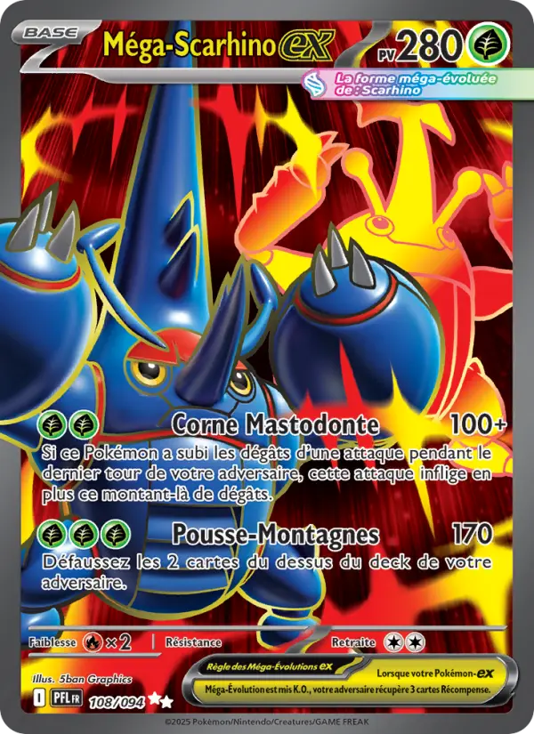 Méga-Scarhino-ex — carte 108 de l’extension Flammes Fantasmagoriques