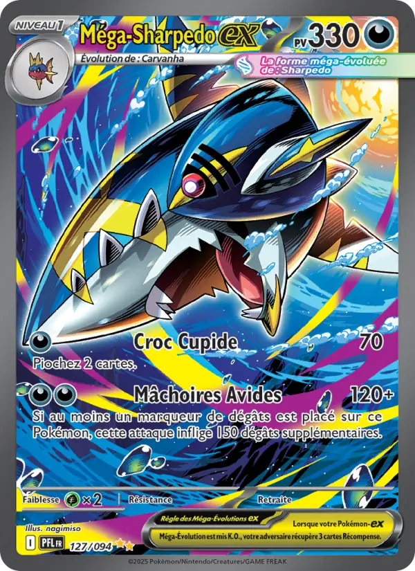 Méga-Sharpedo-ex — carte 127 de l’extension Flammes Fantasmagoriques