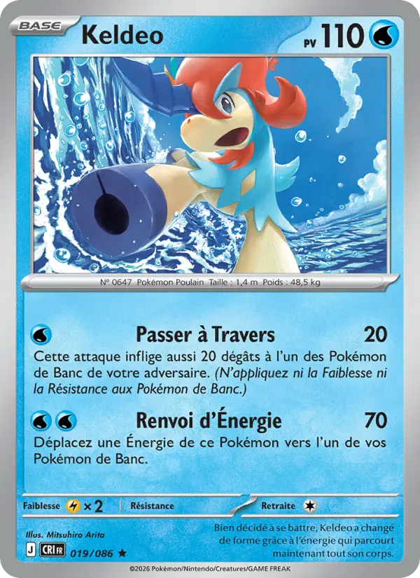 Keldeo — carte 019 de l’extension Chaos Ascendant