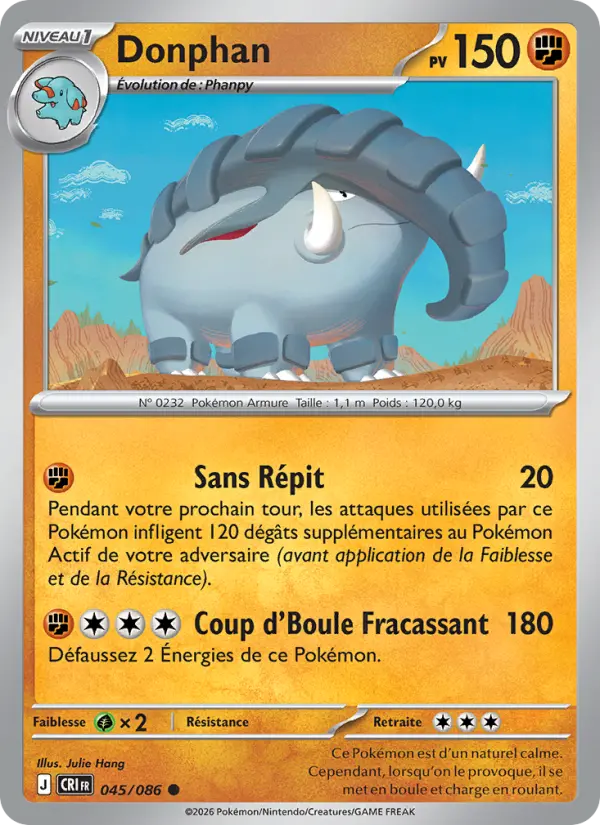 Donphan — carte 045 de l’extension Chaos Ascendant