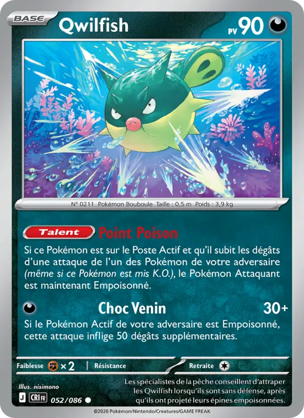 Qwilfish — carte 052 de l’extension Chaos Ascendant