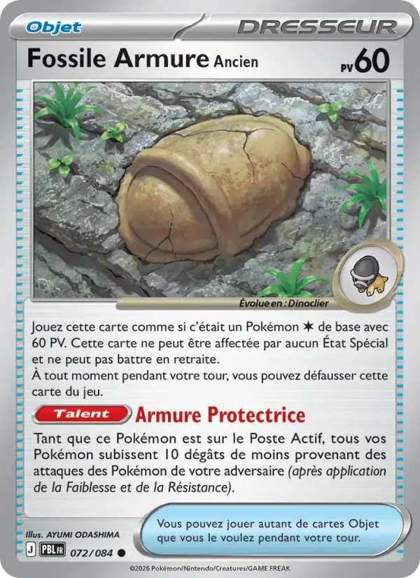 Fossile Armure Ancien — carte 072 de l’extension Nuit Noire