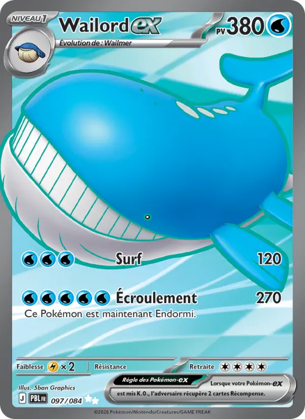 Wailord-ex — carte 097 de l’extension Nuit Noire
