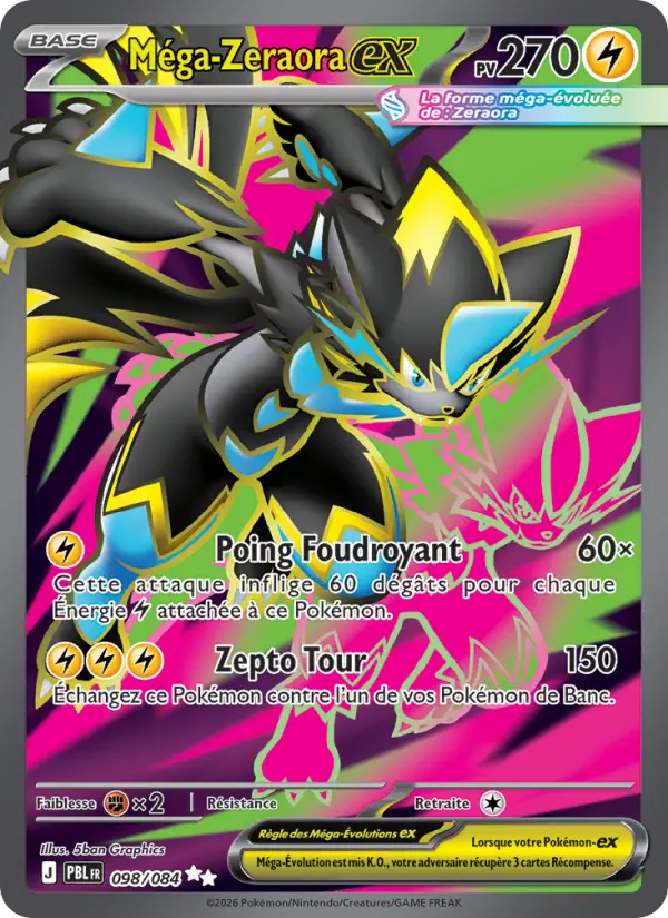 Méga-Zeraora-ex — carte 098 de l’extension Nuit Noire