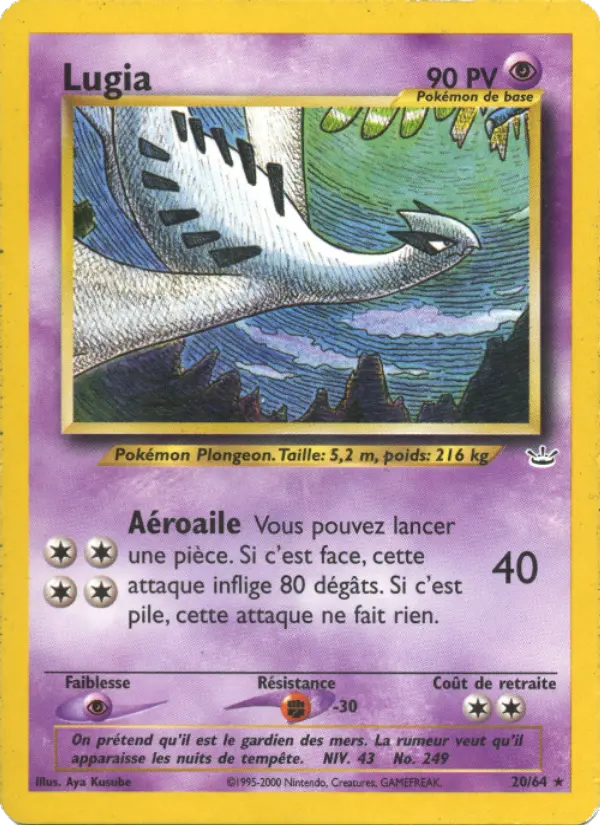 Lugia — carte 20 de l’extension Neo Revelation