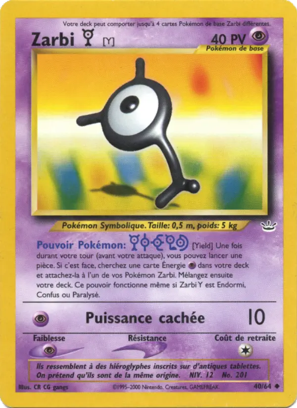 Zarbi Y — carte 40 de l’extension Neo Revelation