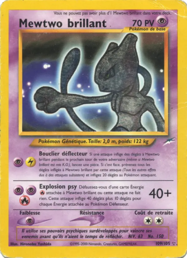 Mewtwo brillant — carte 109 de l’extension Neo Destiny