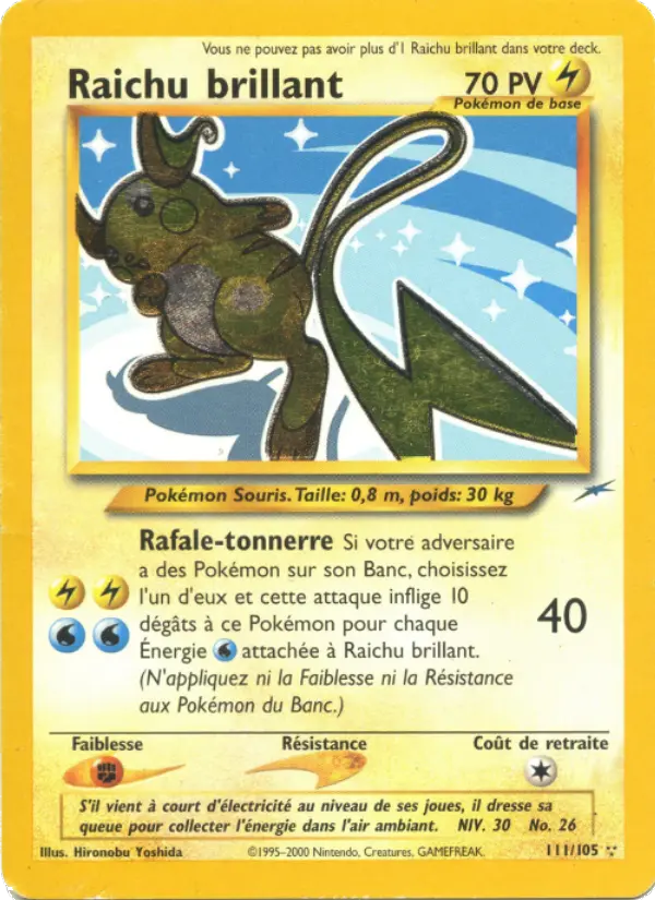 Raichu brillant — carte 111 de l’extension Neo Destiny