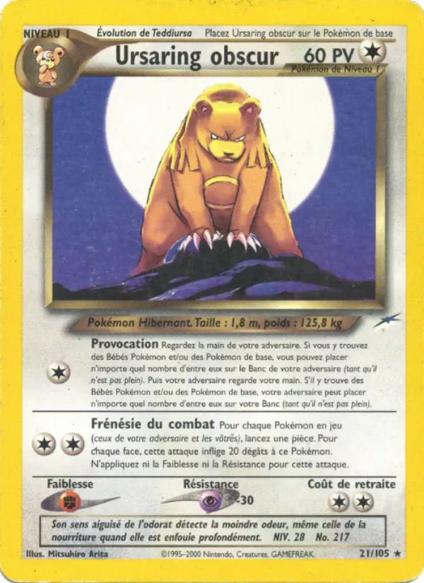 Ursaring obscur — carte 21 de l’extension Neo Destiny