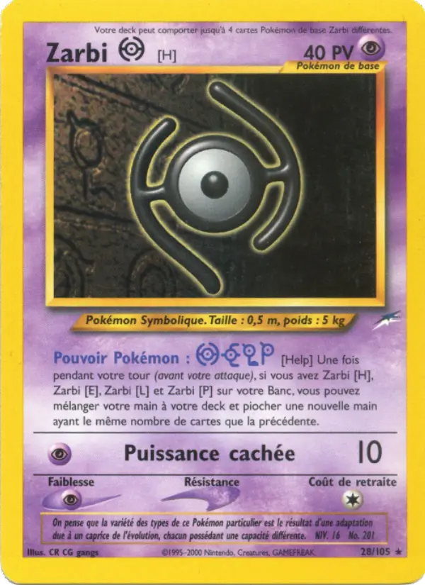 Zarbi H — carte 28 de l’extension Neo Destiny