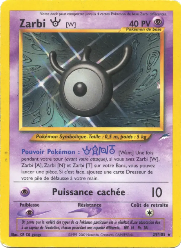 Zarbi W — carte 29 de l’extension Neo Destiny