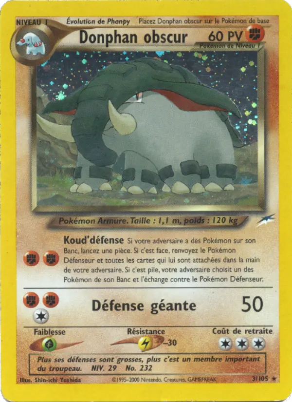 Donphan obscur — carte 3 de l’extension Neo Destiny