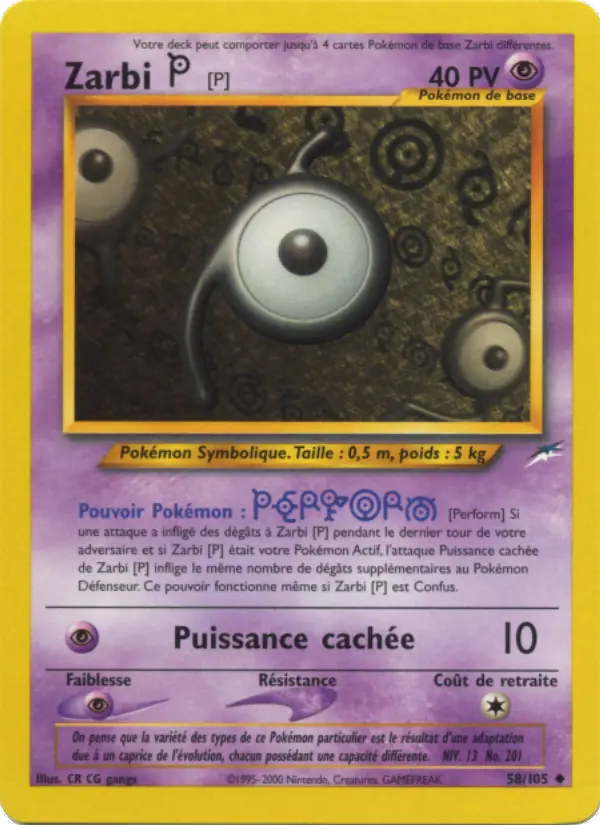 Zarbi P — carte 58 de l’extension Neo Destiny