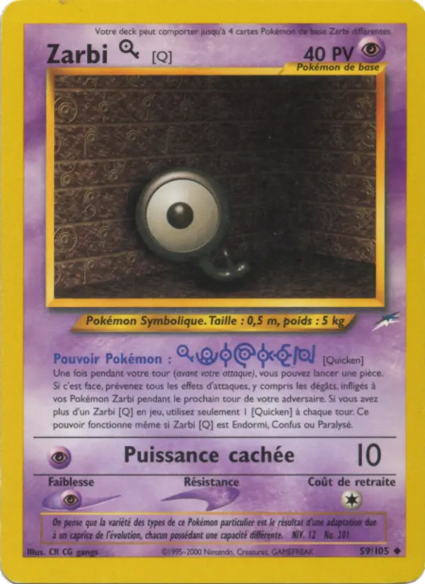 Zarbi Q — carte 59 de l’extension Neo Destiny