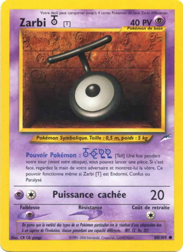 Zarbi T — carte 88 de l’extension Neo Destiny