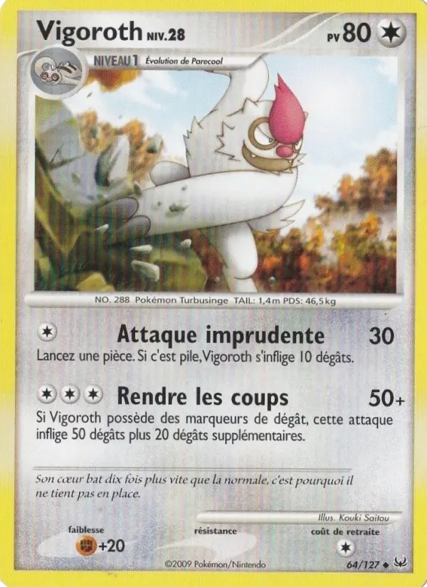 Vigoroth — carte 64 de l’extension Platine