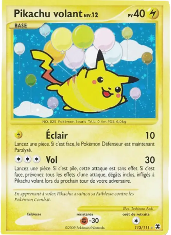Pikachu volant Niv. 12 — carte 113 de l’extension Rivaux Émergeants