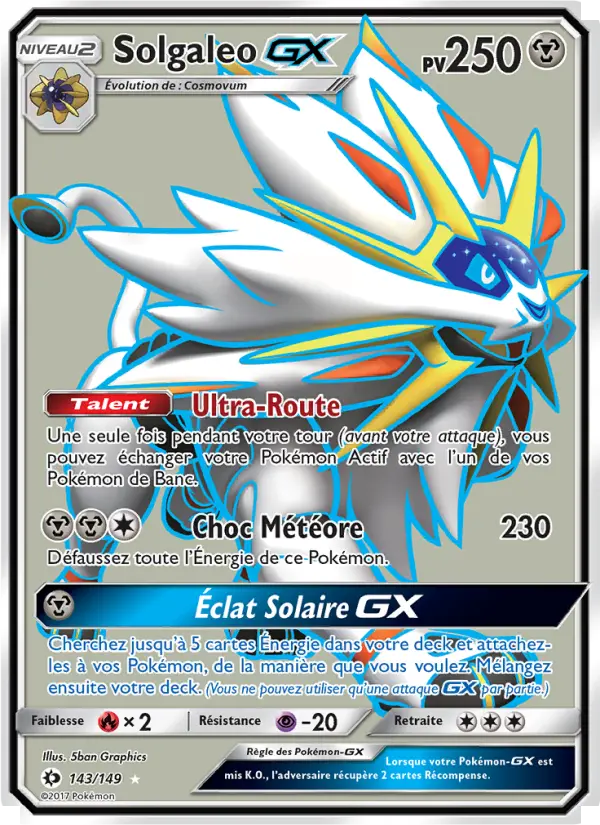Solgaleo GX — carte 143 de l’extension Soleil et Lune