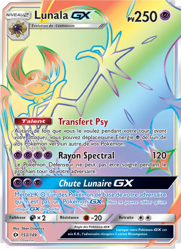 Lunala GX — carte 153 de l’extension Soleil et Lune