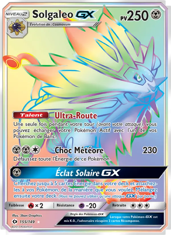 Solgaleo GX — carte 155 de l’extension Soleil et Lune
