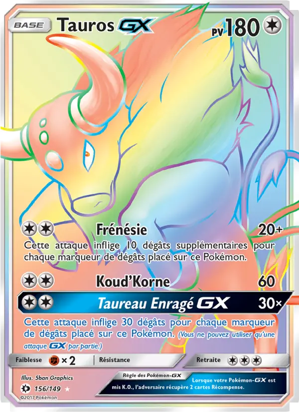 Tauros GX — carte 156 de l’extension Soleil et Lune