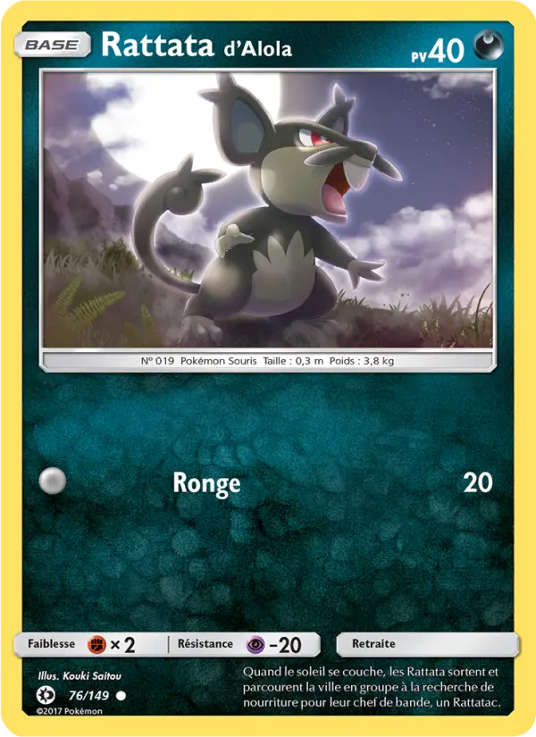 Rattata d’Alola — carte 76 de l’extension Soleil et Lune