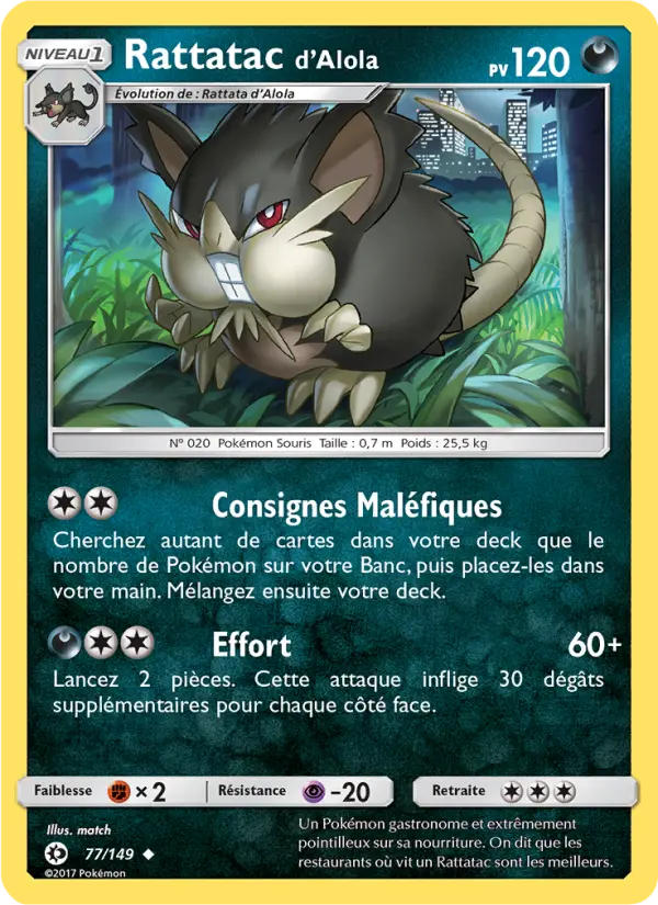 Rattatac d’Alola — carte 77 de l’extension Soleil et Lune