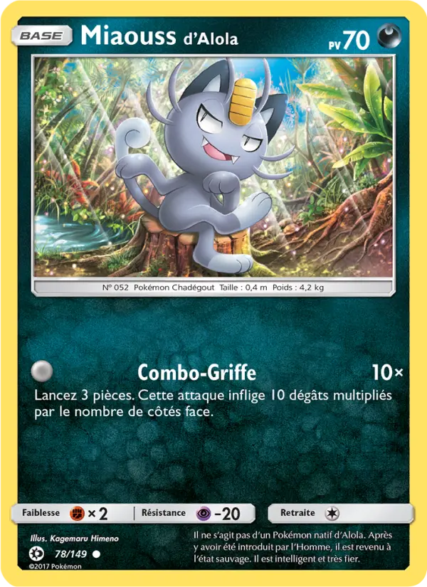 Miaouss d’Alola — carte 78 de l’extension Soleil et Lune