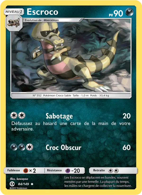 Escroco — carte 84 de l’extension Soleil et Lune