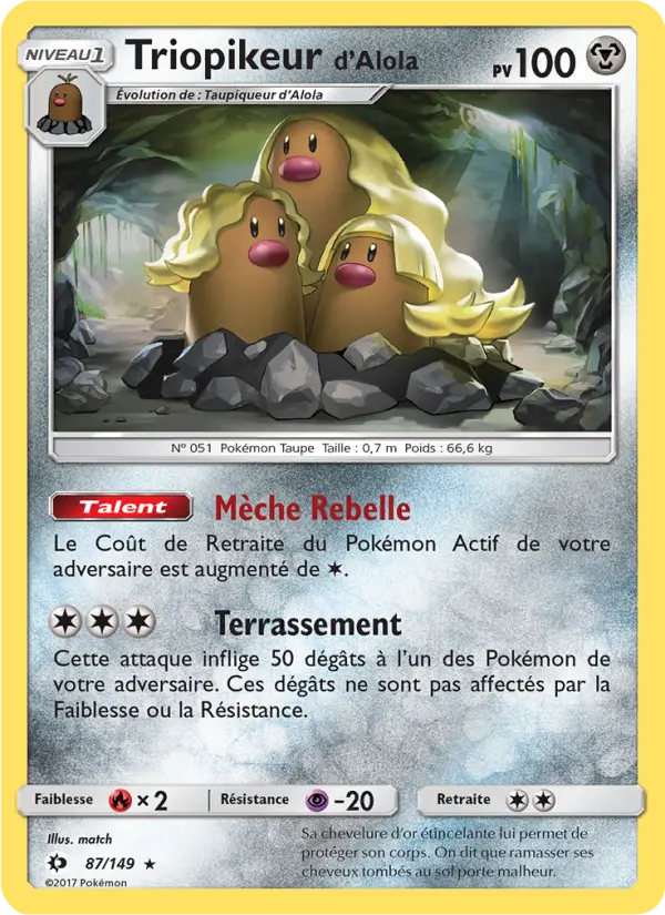 Triopikeur d’Alola — carte 87 de l’extension Soleil et Lune