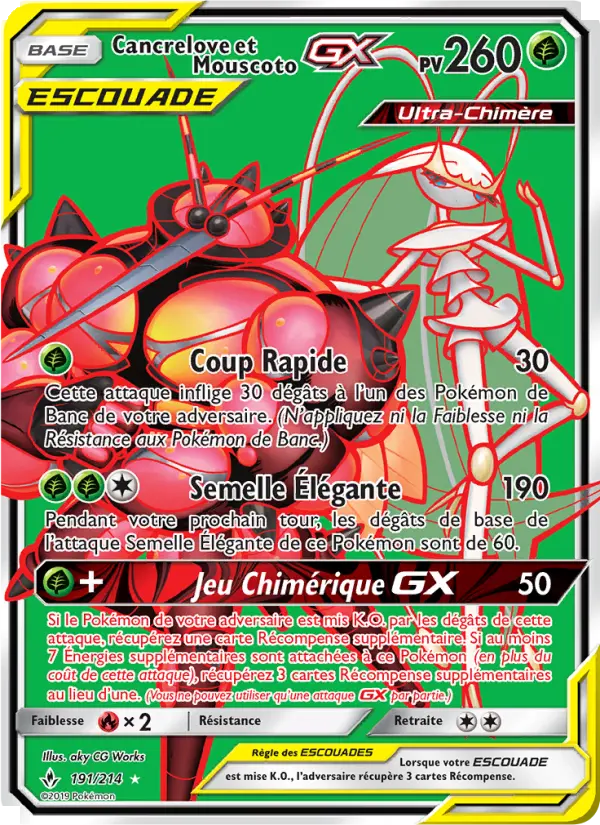 Cancrelove et Mouscoto GX — carte 191 de l’extension Alliance Infaillible