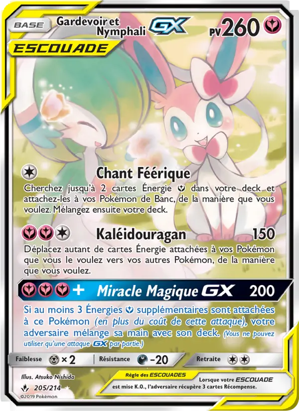 Gardevoir et Nymphali GX — carte 205 de l’extension Alliance Infaillible
