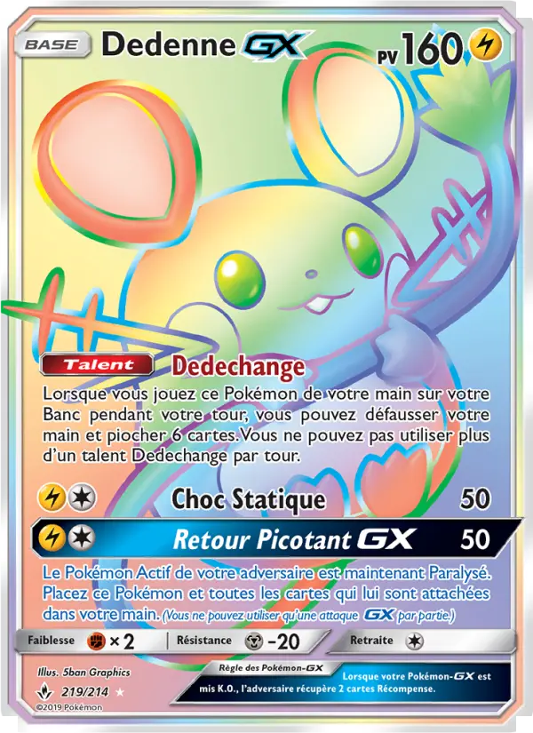 Dedenne GX — carte 219 de l’extension Alliance Infaillible