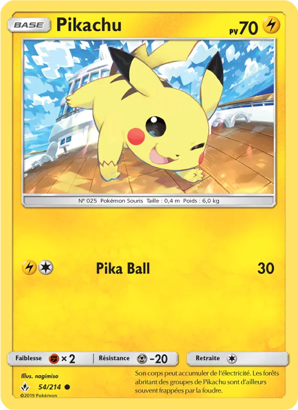 Pikachu — carte 54 de l’extension Alliance Infaillible