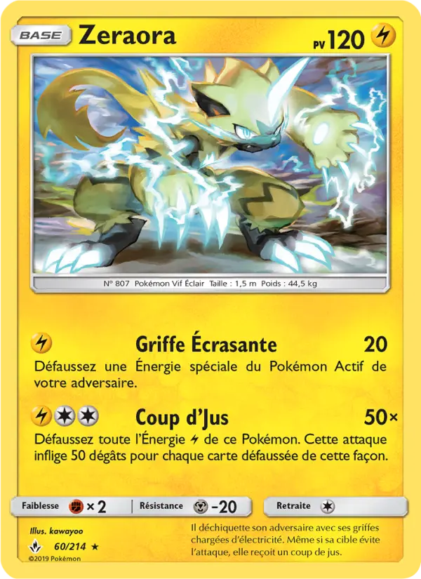 Zeraora — carte 60 de l’extension Alliance Infaillible