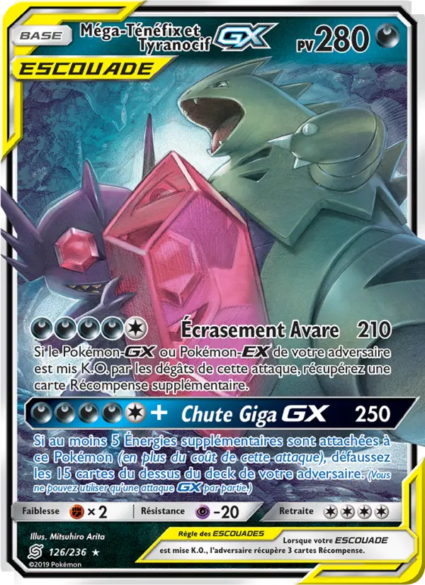 Méga-Ténéfix et Tyranocif GX — carte 126 de l’extension Harmonie des Esprits